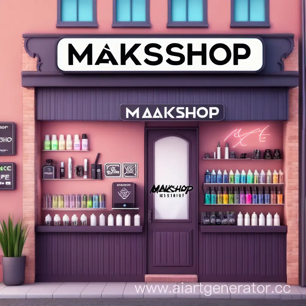 Вейп шоп с красивым фоном и названием maksshop