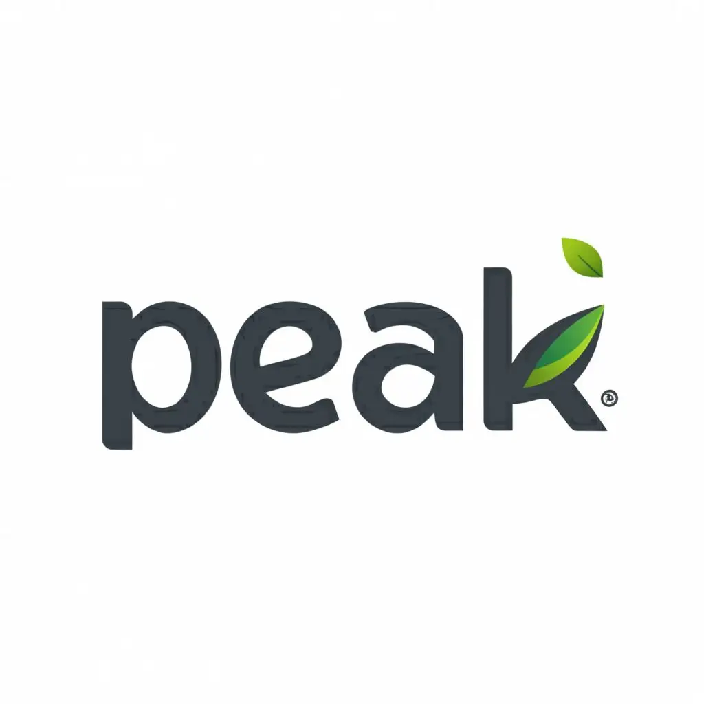 a logo design,with the text "PEAK", main symbol:Leaf,Moderate,be used in Internet industry,clear background