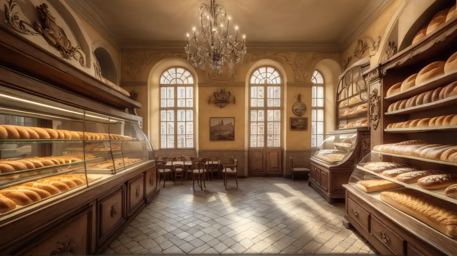 Historic Prague Bakery Interior Scene from the 1800s