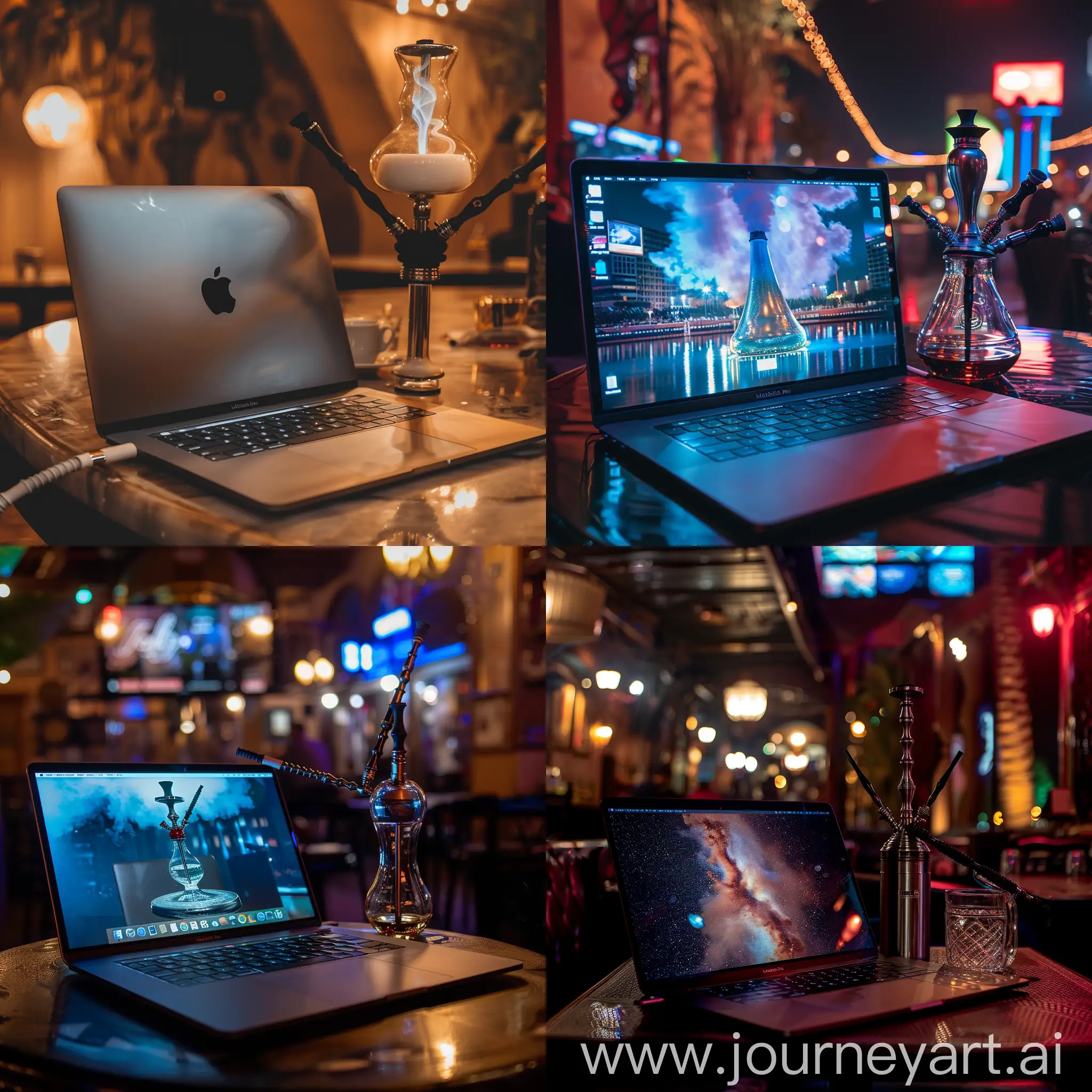 Freelancer-Working-on-MacBook-in-Stylish-Hookah-Club