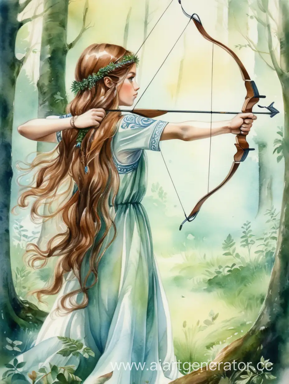Ethereal-Forest-Archer-Slavic-Girl-Shooting-Bow-in-Soft-Watercolor