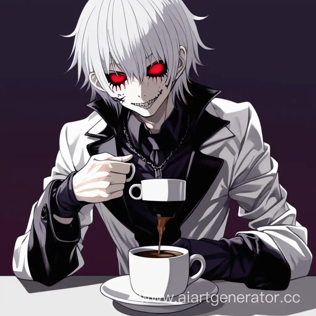 Вампир токийский гуль с чашкой кофе некоглай