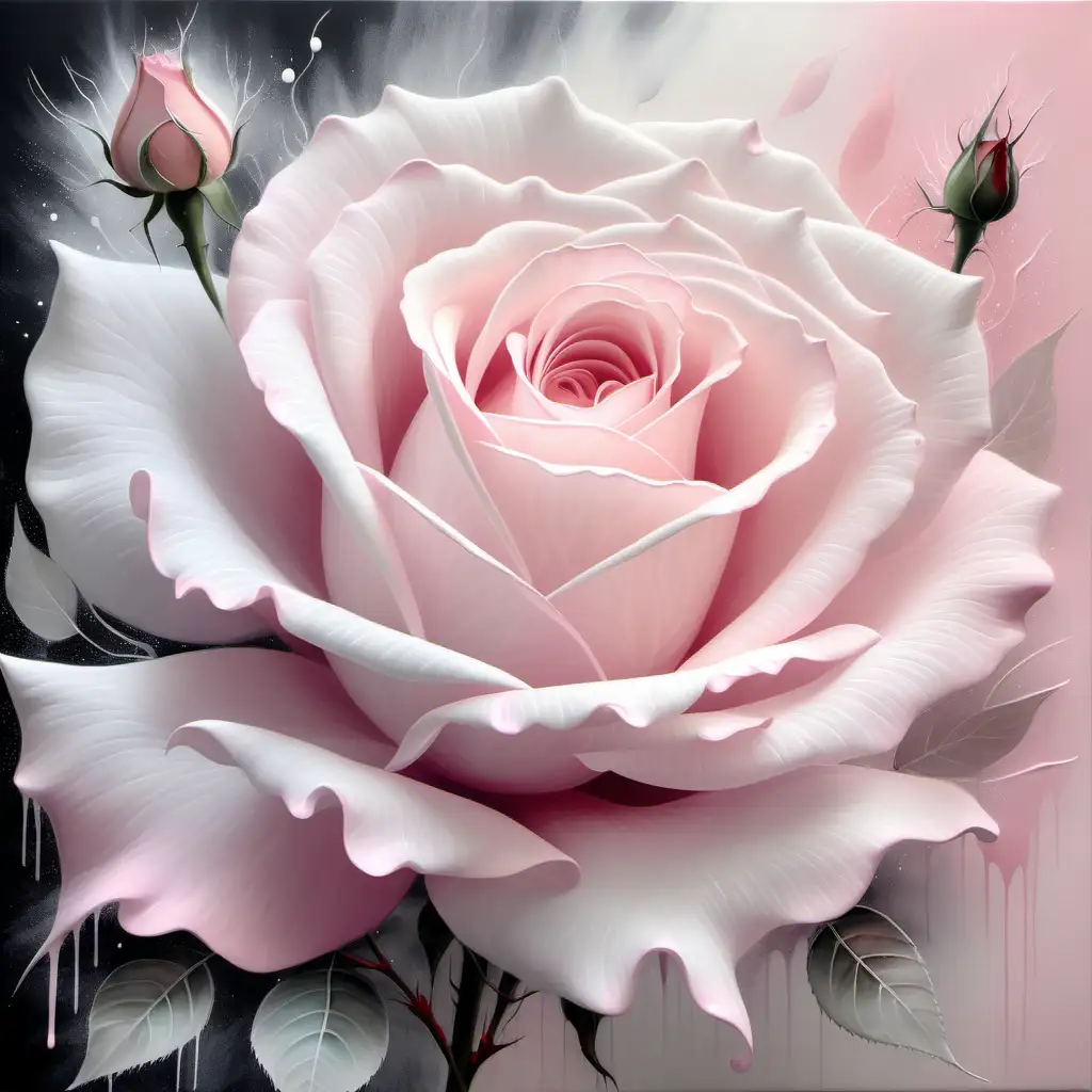 Arty painting ethereal spirit rose soft pastel pink and white colours