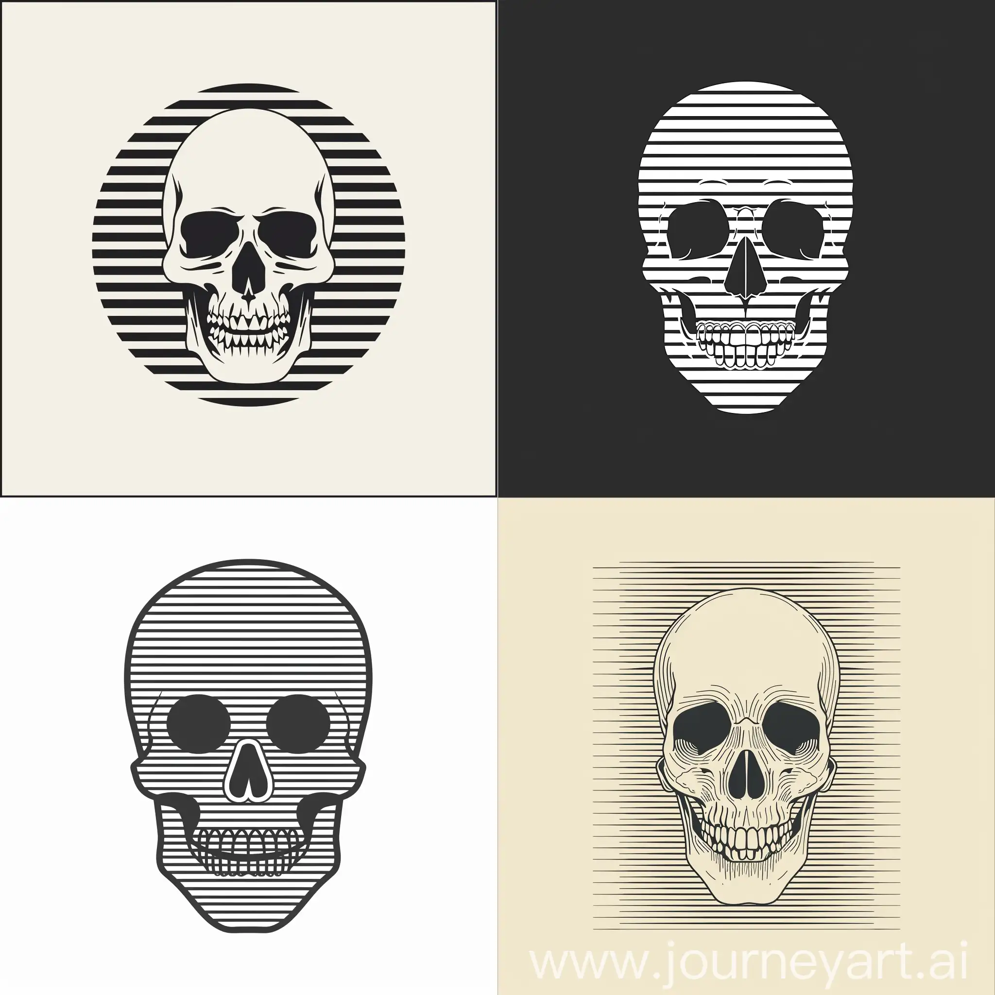 Minimalist skull icon with horizontal lines