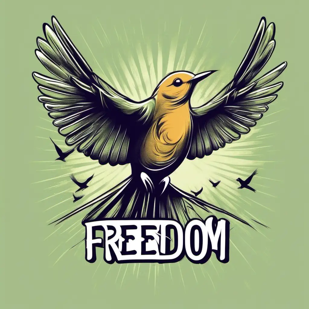 bird  for a tshirt design with text freedom
