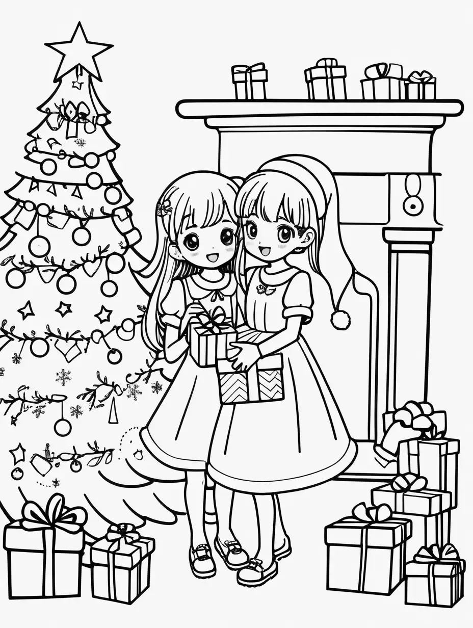 Joyful Christmas Celebration Santa Claus and Girl with Gifts