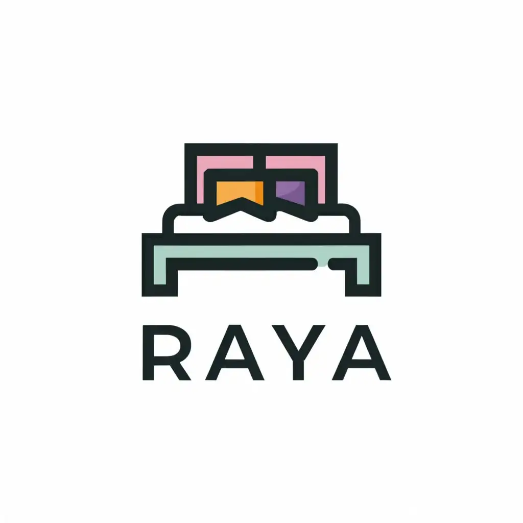 a logo design,with the text "RAYA", main symbol:Bedroom  ,Moderate,clear background