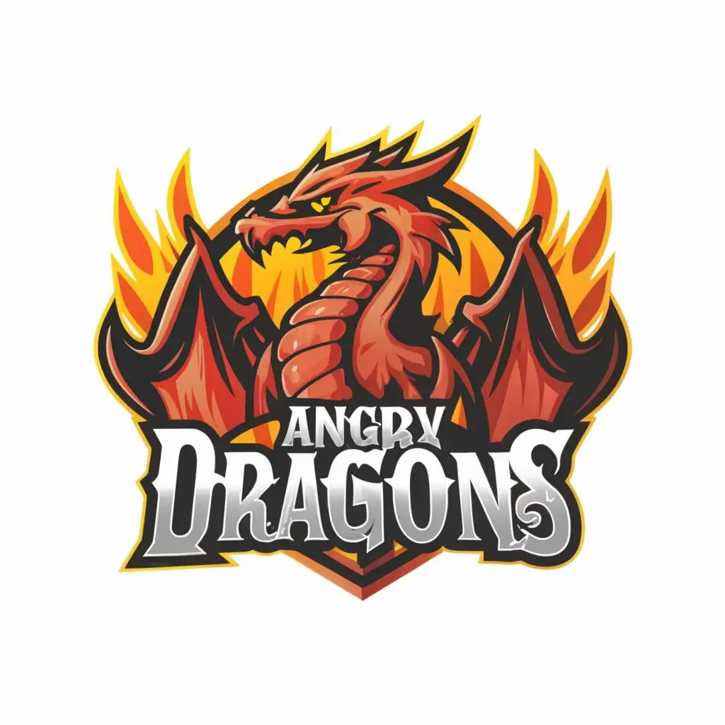 a logo design,with the text "ANGRY DRAGONS", main symbol:ANGRY DRAGON,Moderate,clear background