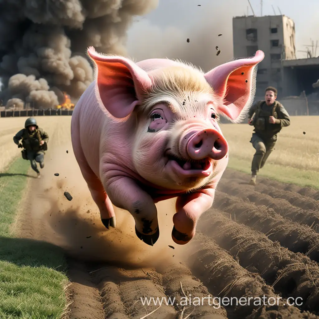 Frightened-Pig-Fleeing-Bombing-in-Desperate-Escape