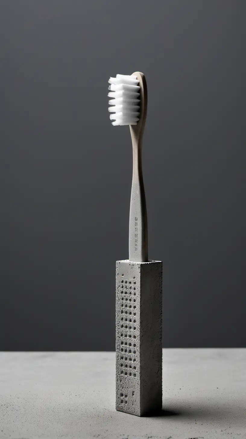 Brutalist Toothbrush, A Toothbrush made out of concrete in a Brutalist architectural style. 