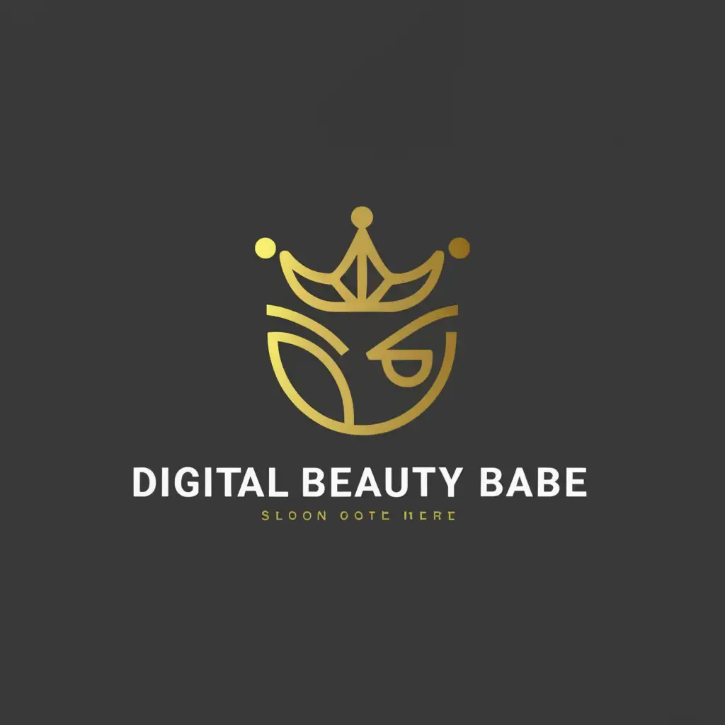 LOGO-Design-For-Digital-Beauty-Babe-Minimalistic-Gold-Crown-on-Clear-Background