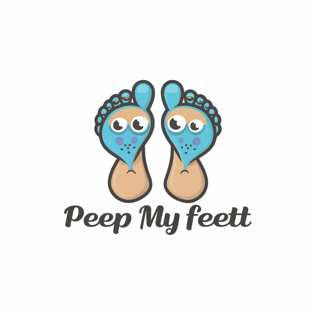 a logo design,with the text "Peep my feets", main symbol:Bare Feet with eyeballs on heels,Moderate,clear background