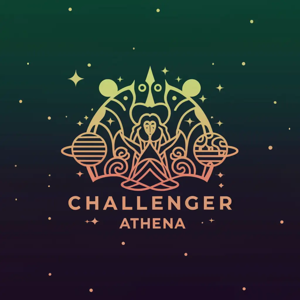a logo design,with the text "Challenger Athena", main symbol:outer space,Moderate,be used in Religious industry,clear background