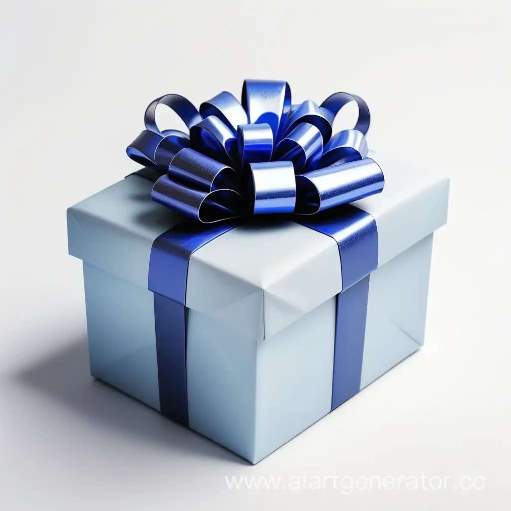 подарок синий на белом фоне