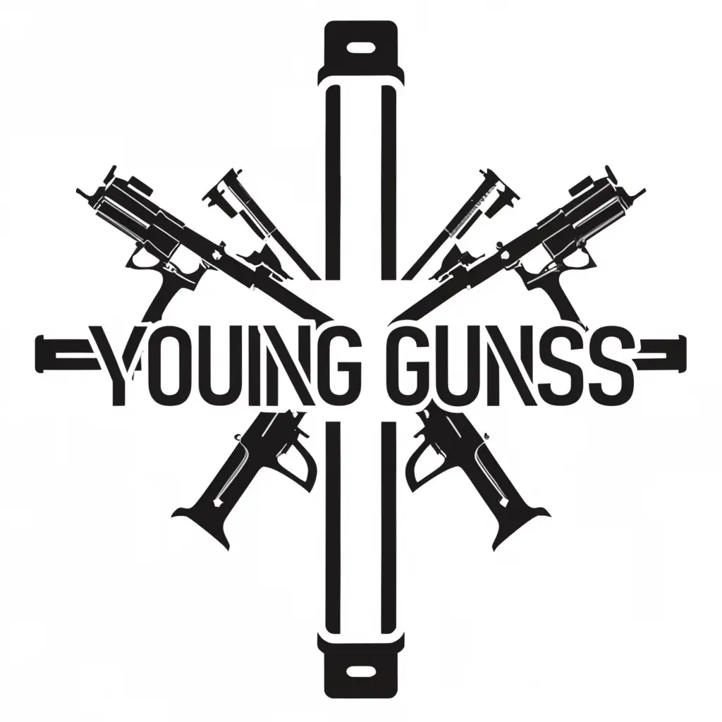 a logo design,with the text "young guns", main symbol:guns,Minimalistic,clear background