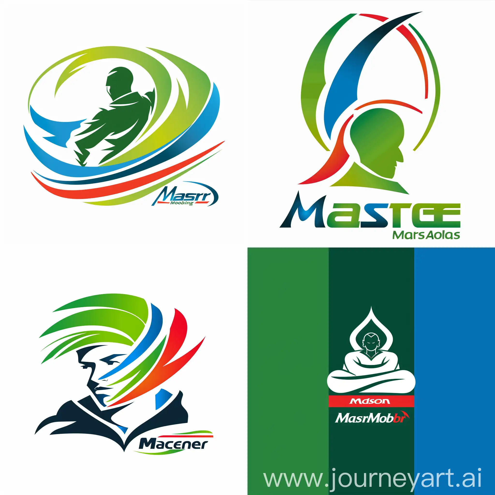 Master-Mobile-Computer-Store-Logo-with-Green-Blue-Red-and-White-Colors-Featuring-a-Master-Figure