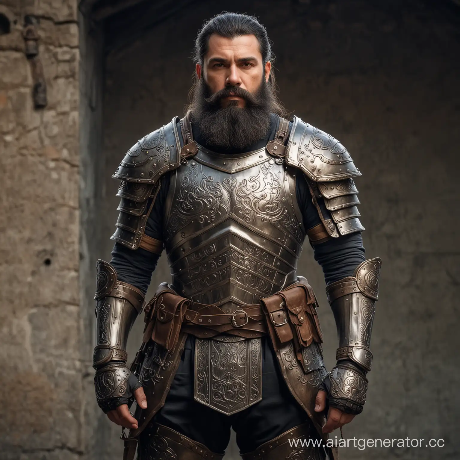 Urban-Guard-Leader-in-Heavy-Medieval-Armor-with-Mechanical-Prosthetic