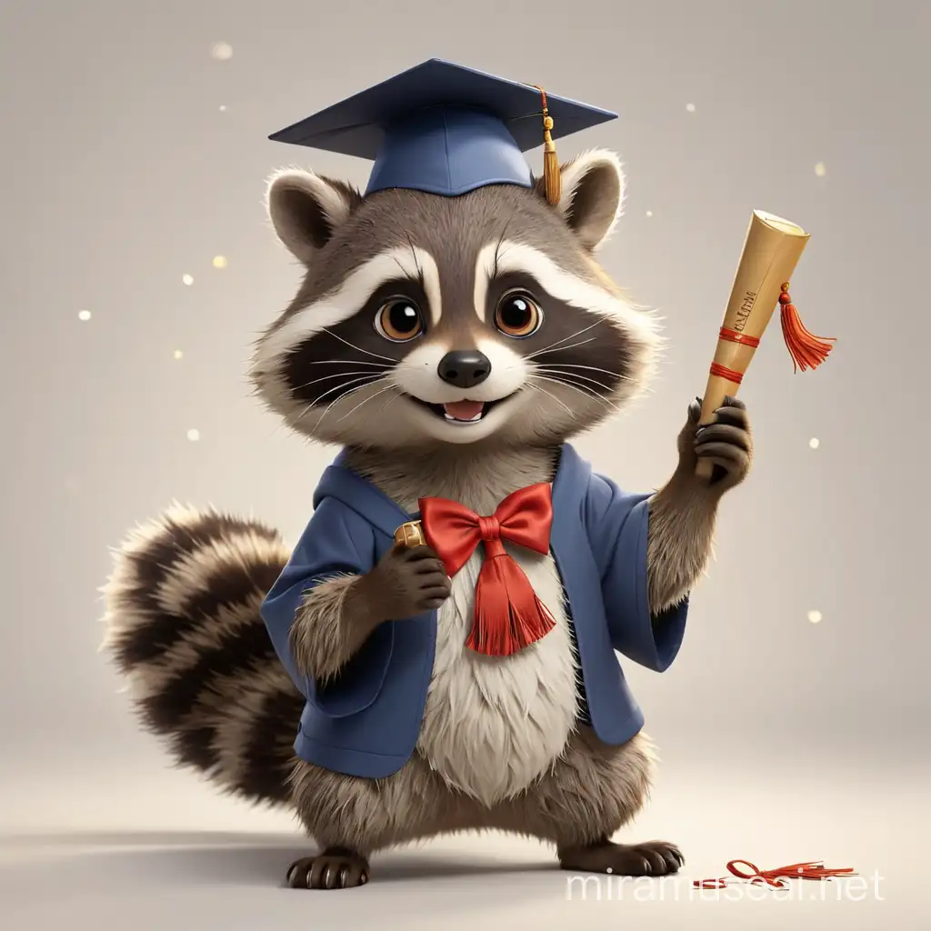 Proud Raccoon Graduate Holding Diploma in Paw