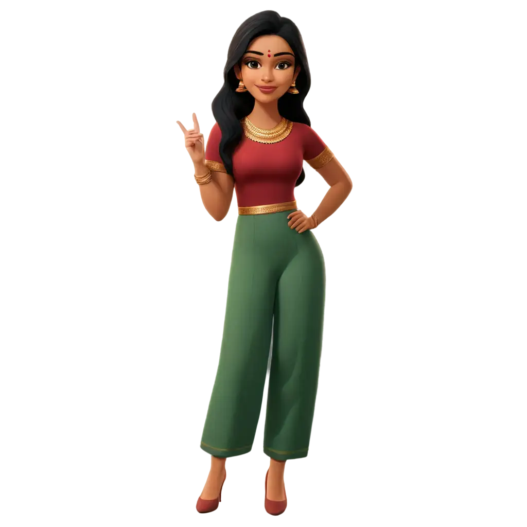 Beautiful Indian woman in cartoon