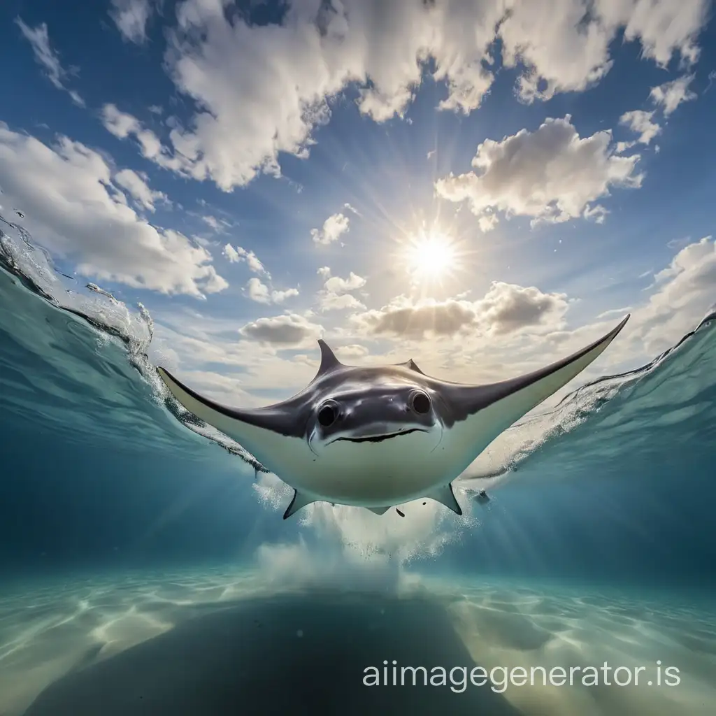 Dynamic-Morning-Leap-Manta-Ray-Emerges-from-Ocean-Spray