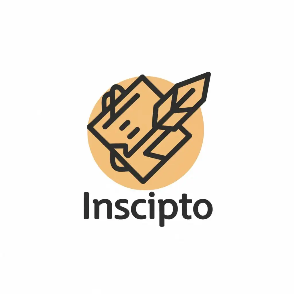 logo, ink and quill with log book, material design, nord color scheme, with the text "inscripto", typography