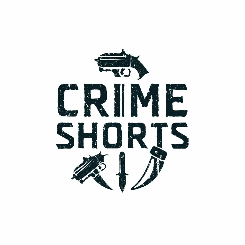 a logo design,with the text "Crime shorts", main symbol:gun,knife ,Moderate,clear background