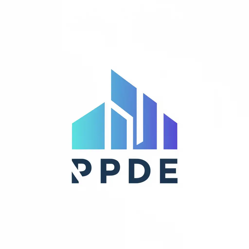 a logo design,with the text "PDE", main symbol:Office,Minimalistic,be used in Internet industry,clear background