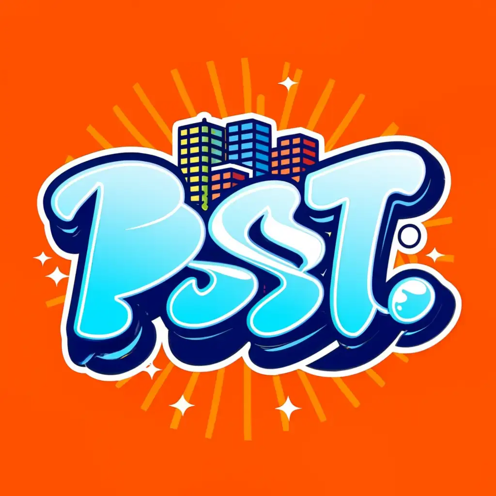 a logo design,with the text "PSST!", main symbol:graffiti in urban streets,Moderate,be used in Real Estate industry,clear background