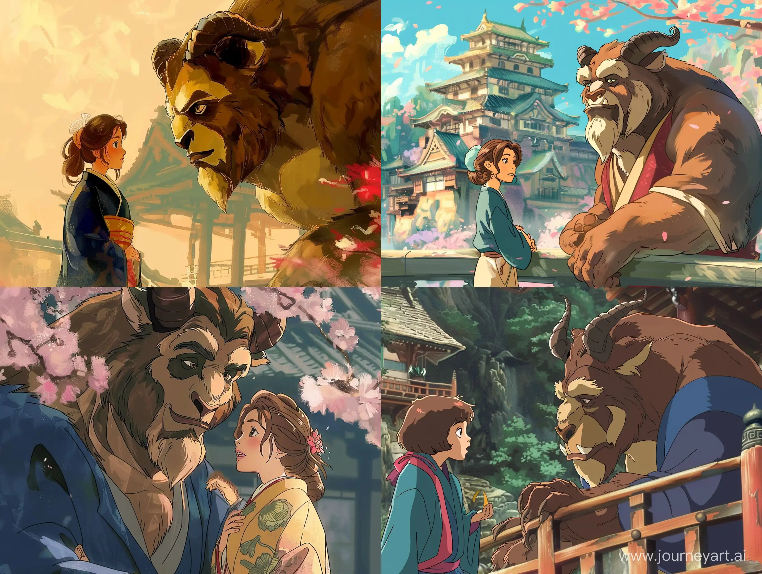 the beast and the beaty in spirited away style