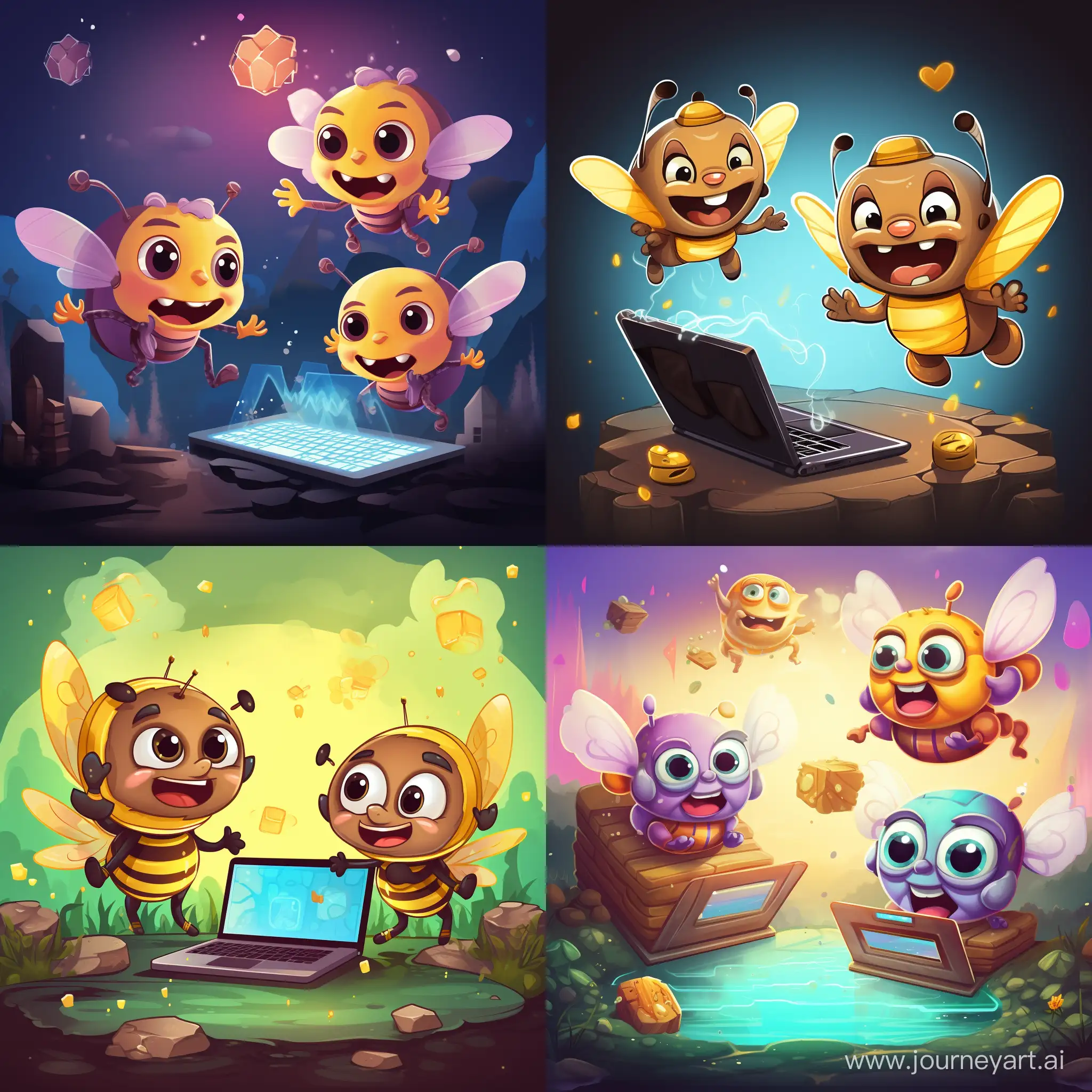 Joyful-Bumblebee-and-Hive-Cartoon-Designing-Web-Apps-MidAir