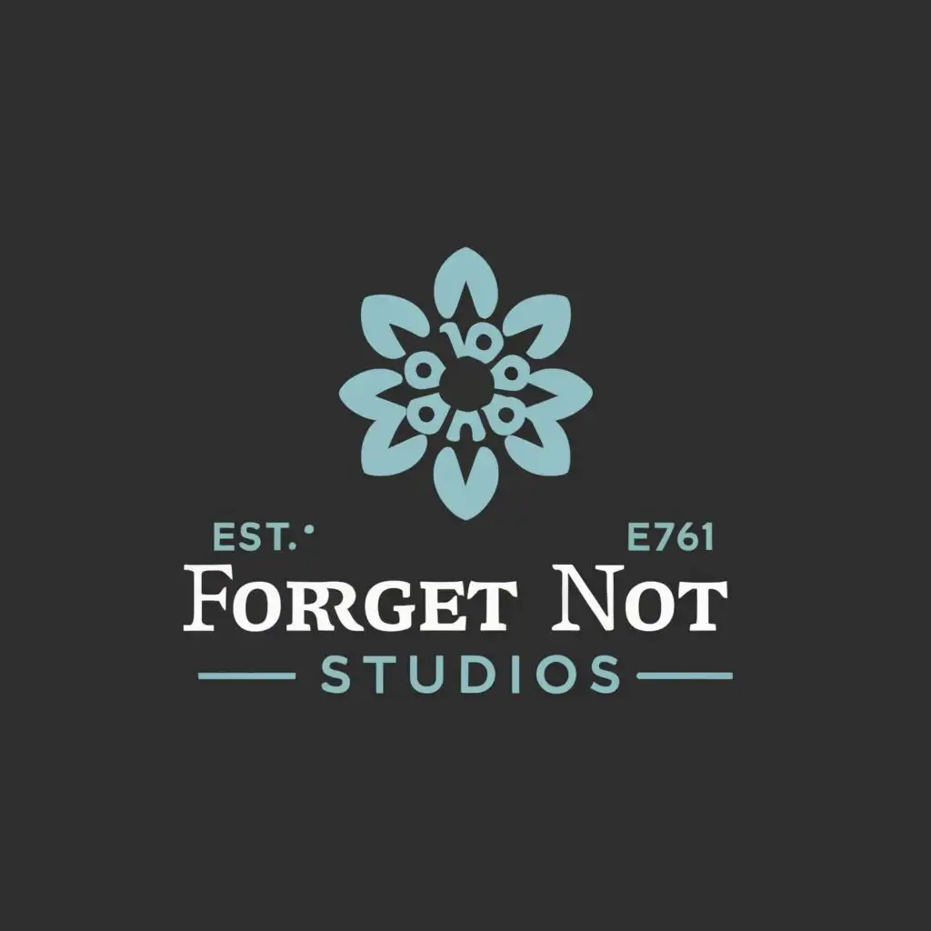 a logo design,with the text "Forget me not Studios", main symbol:Forget-me-not flowers, Camera