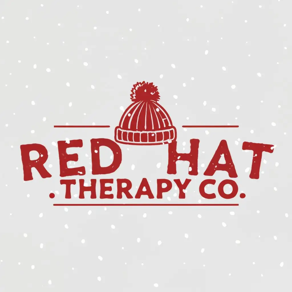 a logo design,with the text "Red Hat Therapy Co.", main symbol:Winter Knit Beanie Hat with Pom Poms,Moderate,clear background
