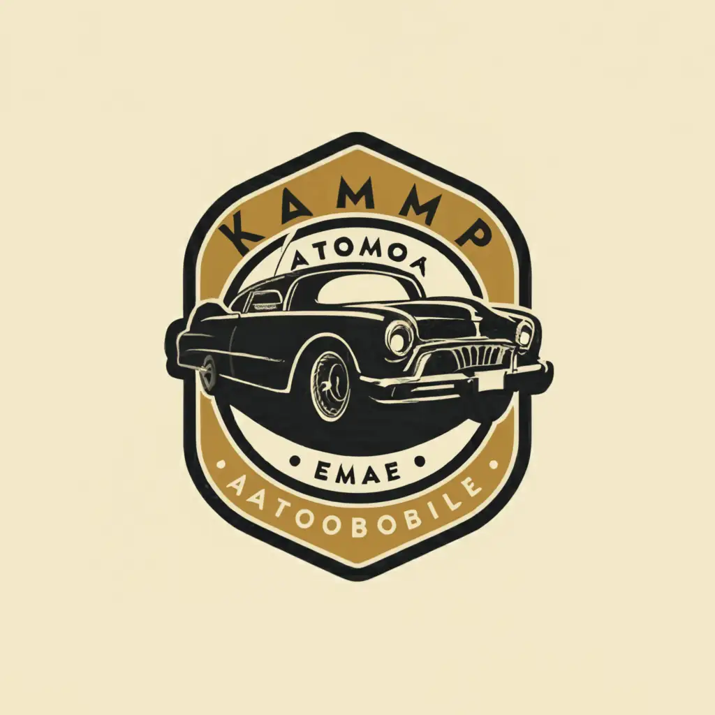 a logo design,with the text "Kamp Automobile", main symbol:Car. Vintage and modern style. For a car repair company,Moderate,be used in Construction industry,clear background