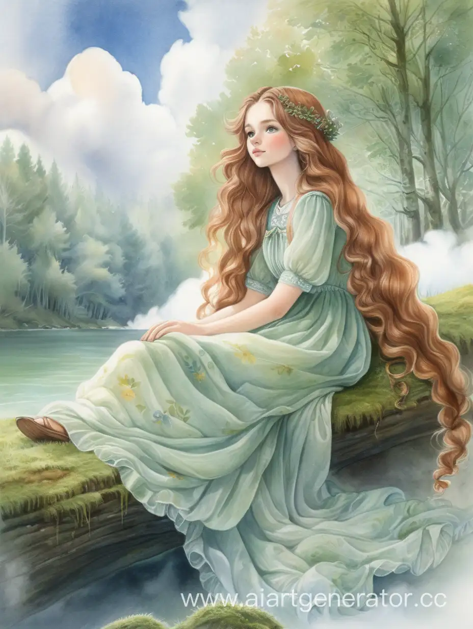 Dreamy-Slavic-Girl-on-a-Lush-Cloudscape-Serene-Watercolor-Fantasy