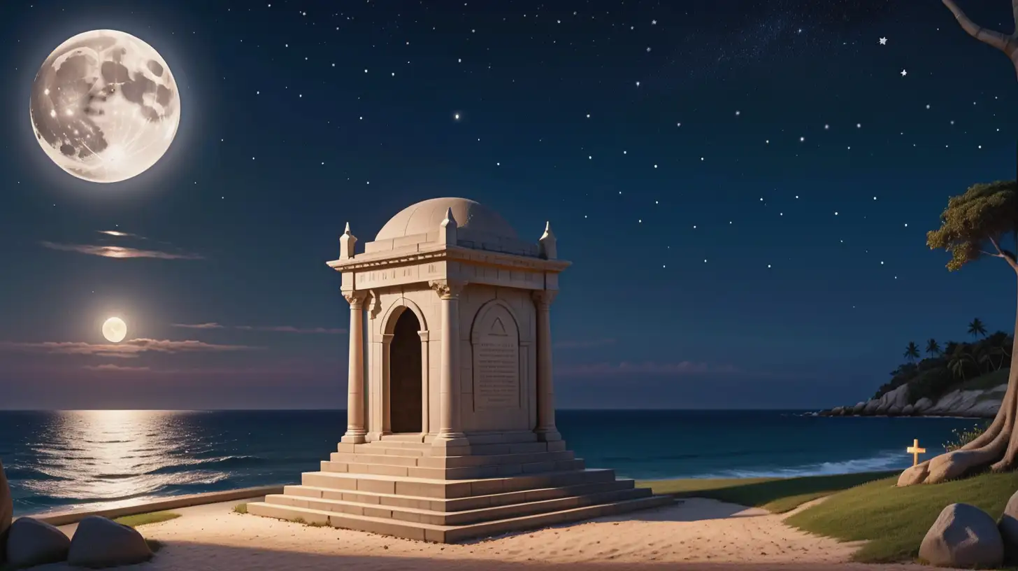 Annabell Lees Tomb by the Sea with Moonlit Skies