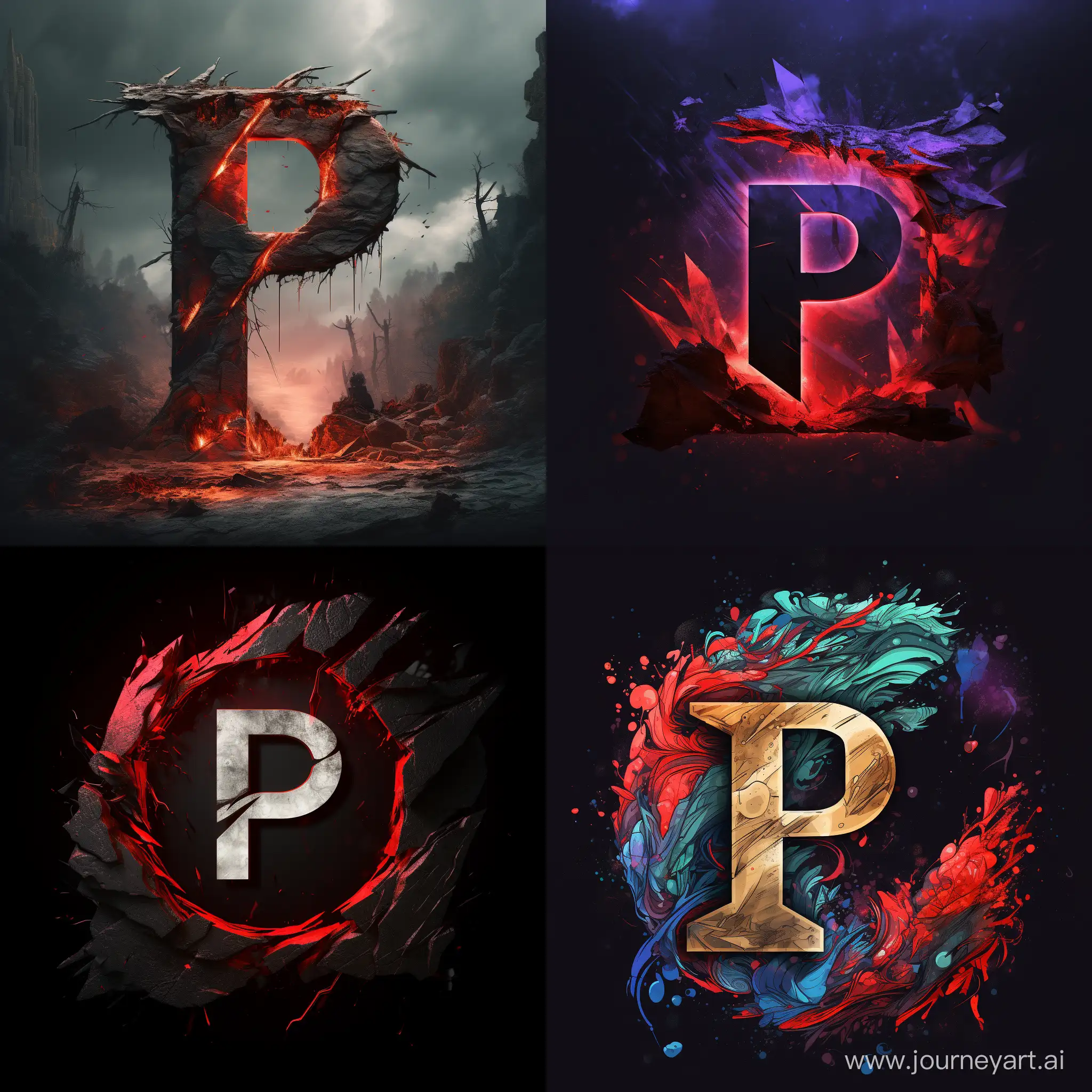 letter P as a logo for a youtube channel describing the prompts 