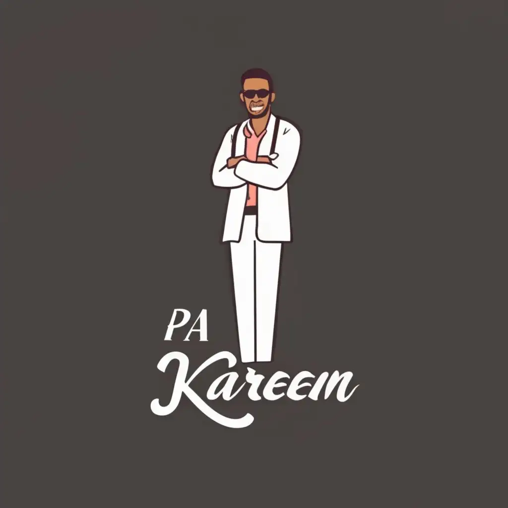 logo, skinny black male doctor with glasses, with the text "PA Kareem", typography, be used in Entertainment industry