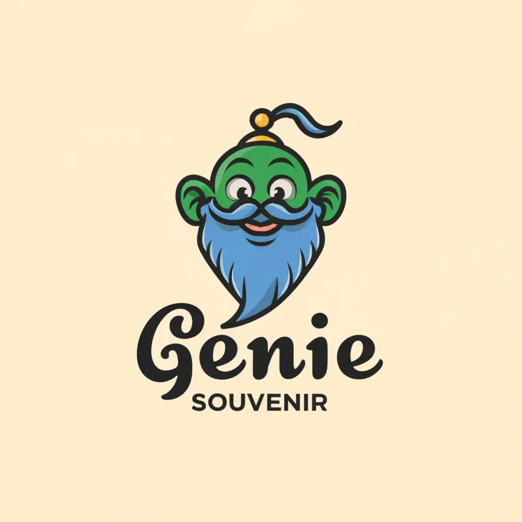LOGO-Design-For-Genie-Souvenir-Cute-Genie-Head-Line-Art-with-Clear-Background