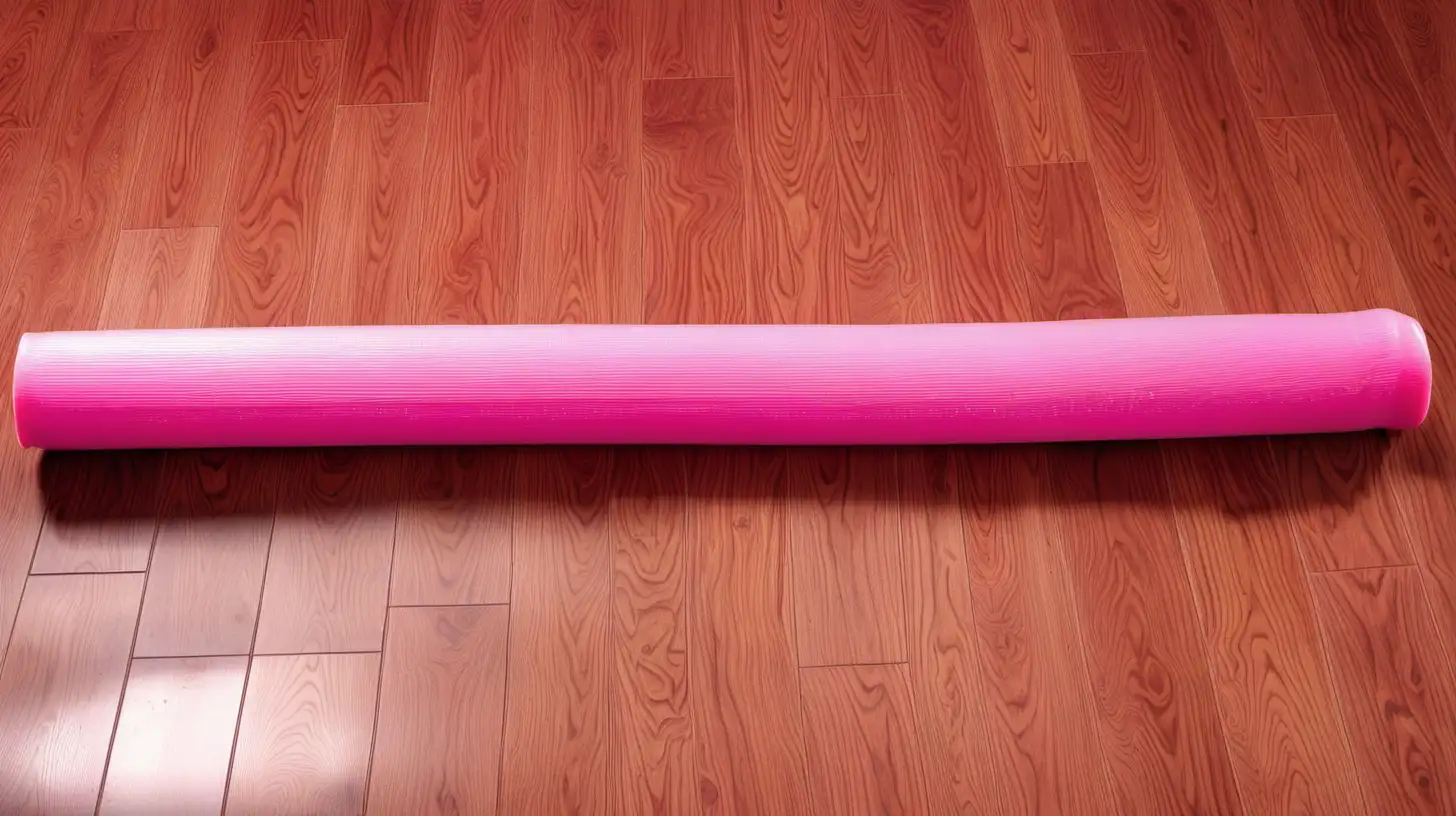 Vibrant Pink Pool Noodle on Wooden Floor