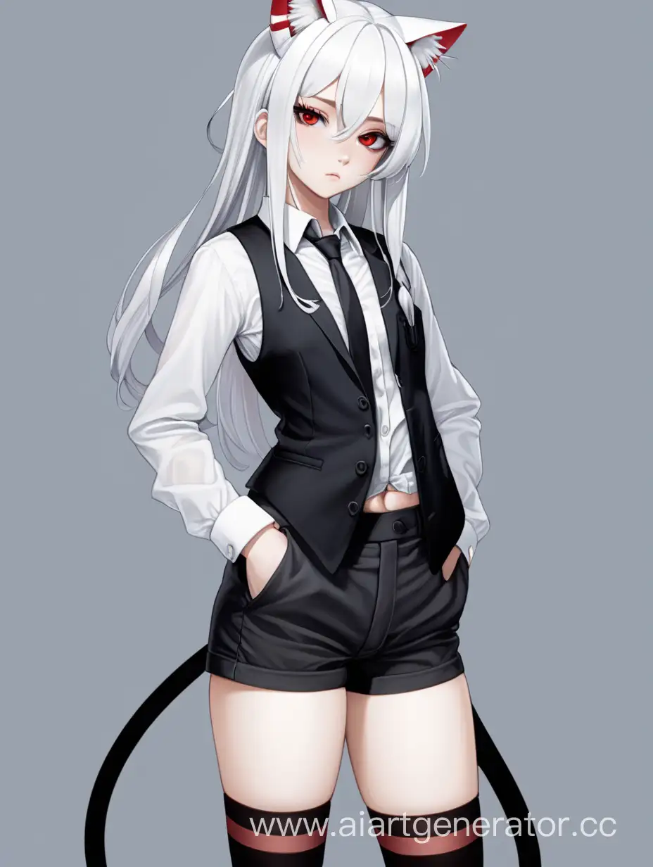 Serious-WhiteHaired-Anime-Girl-in-Defiant-Pose-with-Cat-Ears-and-Stylish-Outfit