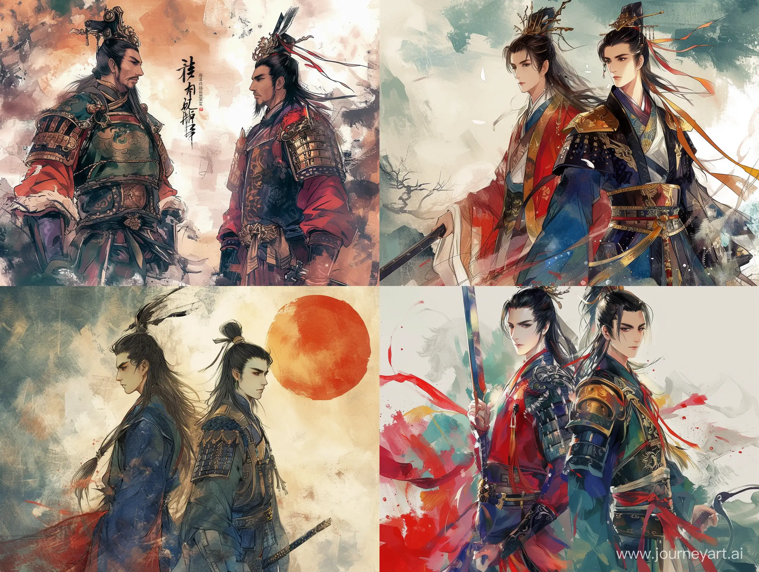 Colorful-Chinese-Style-Generals-in-Stunning-Ink-Painting-Masterpiece