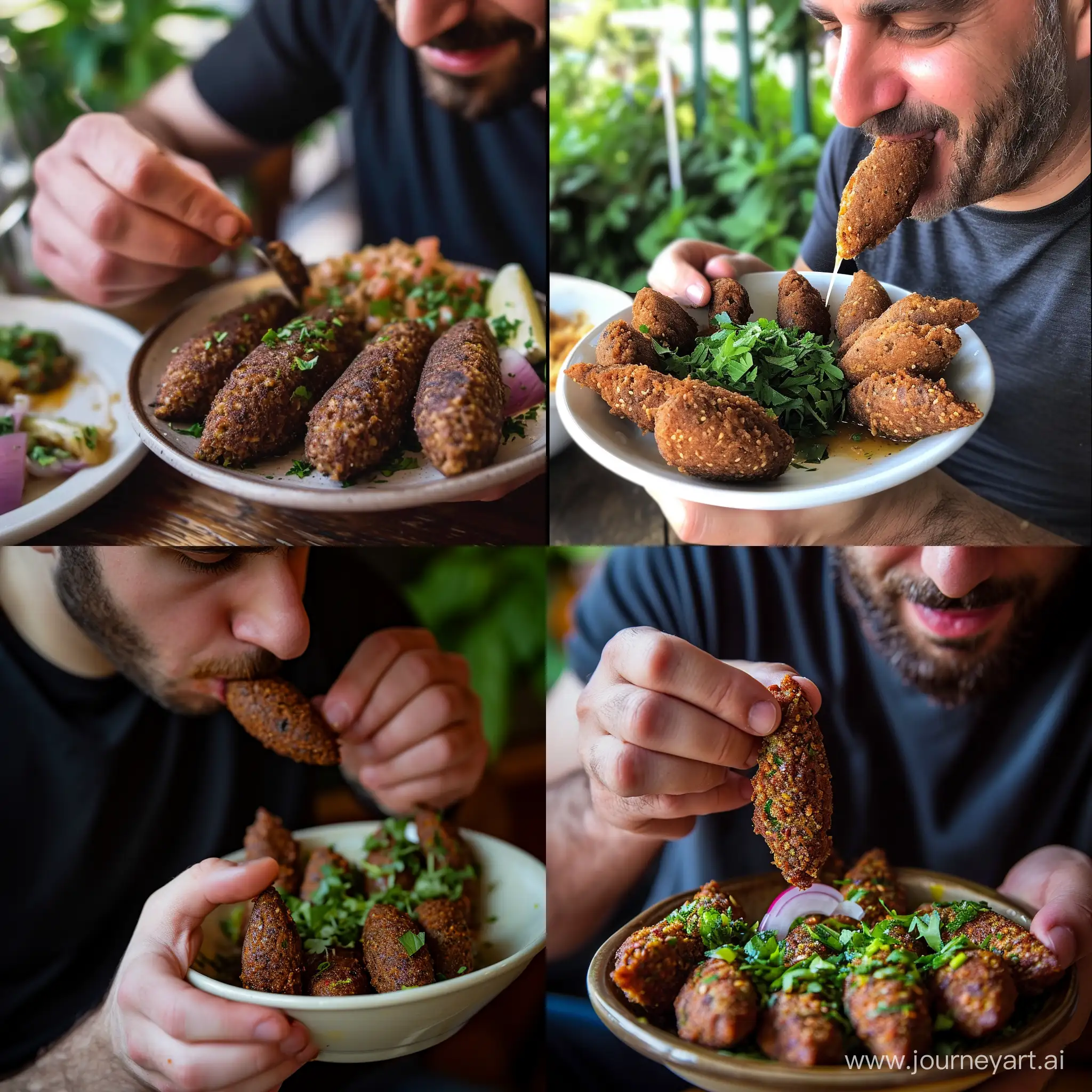 Man-Enjoying-Traditional-Kibbeh-Dish