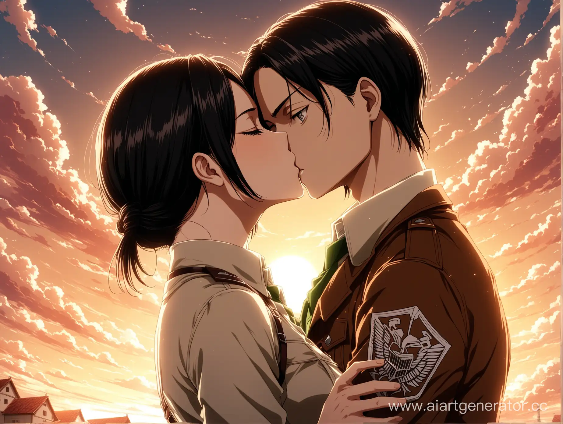 Levi-Ackerman-and-Lina-Braun-A-Romantic-Embrace-in-the-World-of-Attack-on-Titan