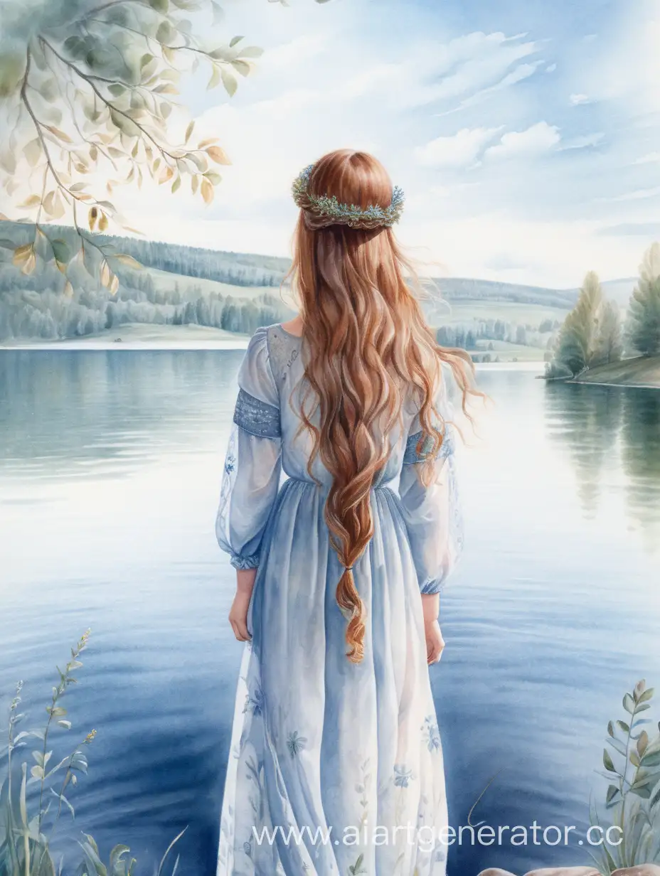 Serene-Slavic-Girl-in-Bright-Watercolor-by-Round-Lake