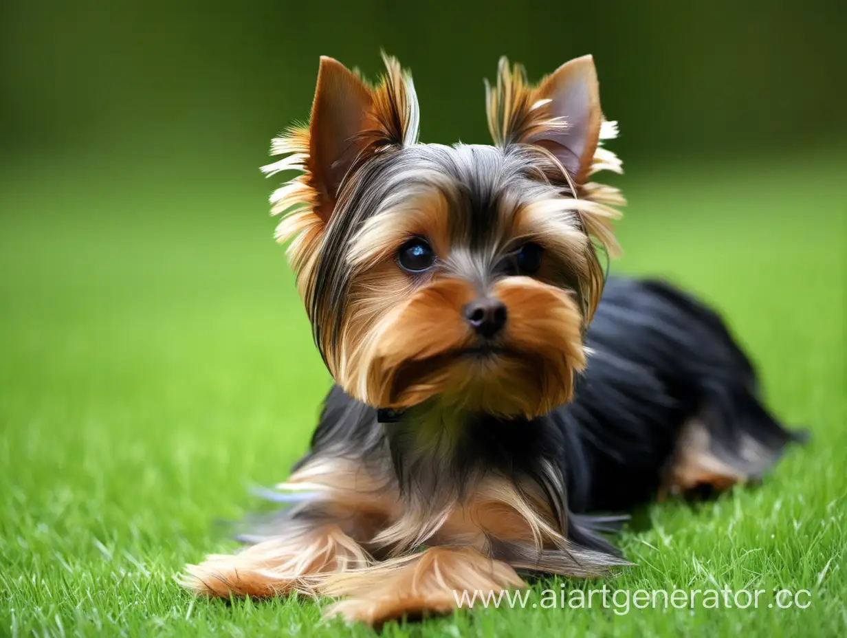 Playful-Yorkshire-Terrier-Dog-in-a-Flowery-Meadow