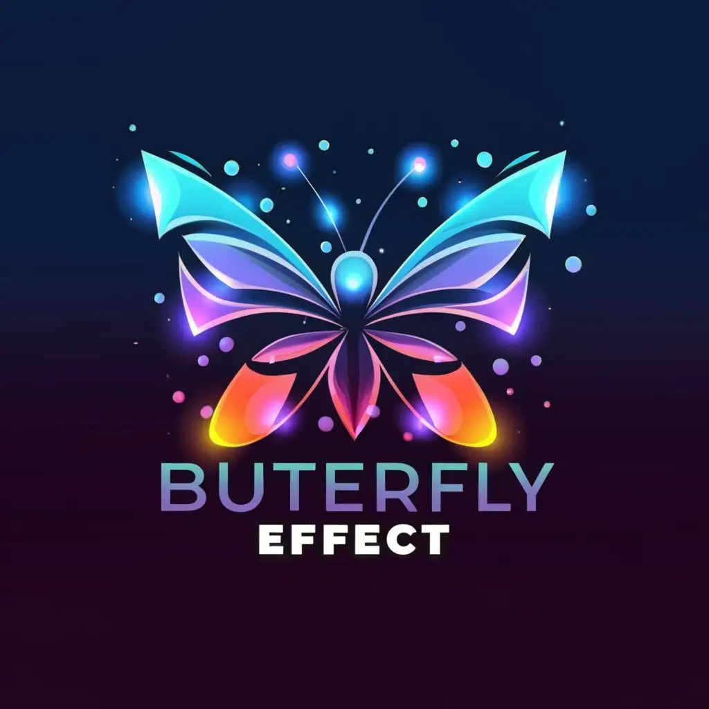 logo, butterfly in electro style, with the text "butterfly effect", typography, be used in Entertainment industry