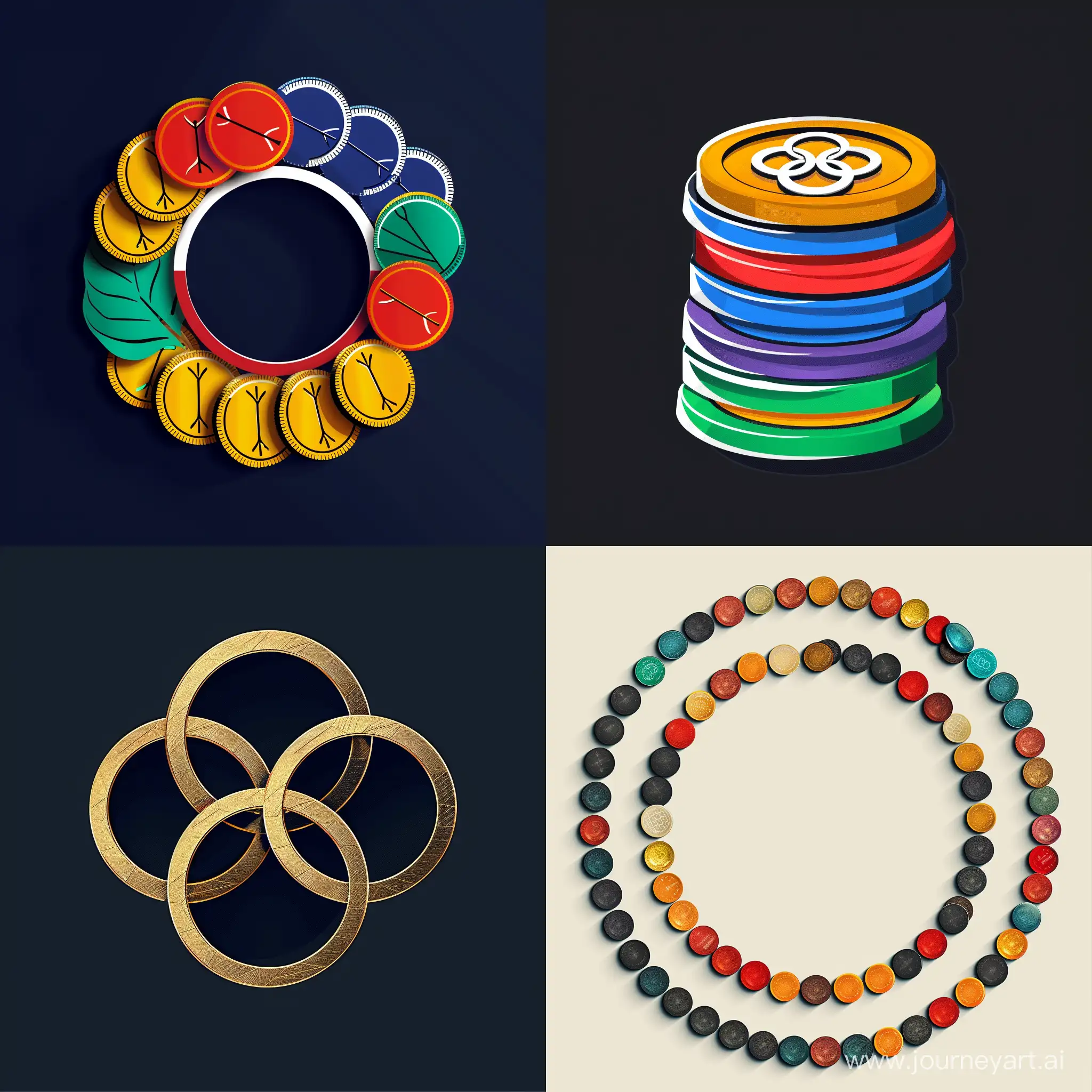 create a minimalist logo of casino coins that represent olympic ring