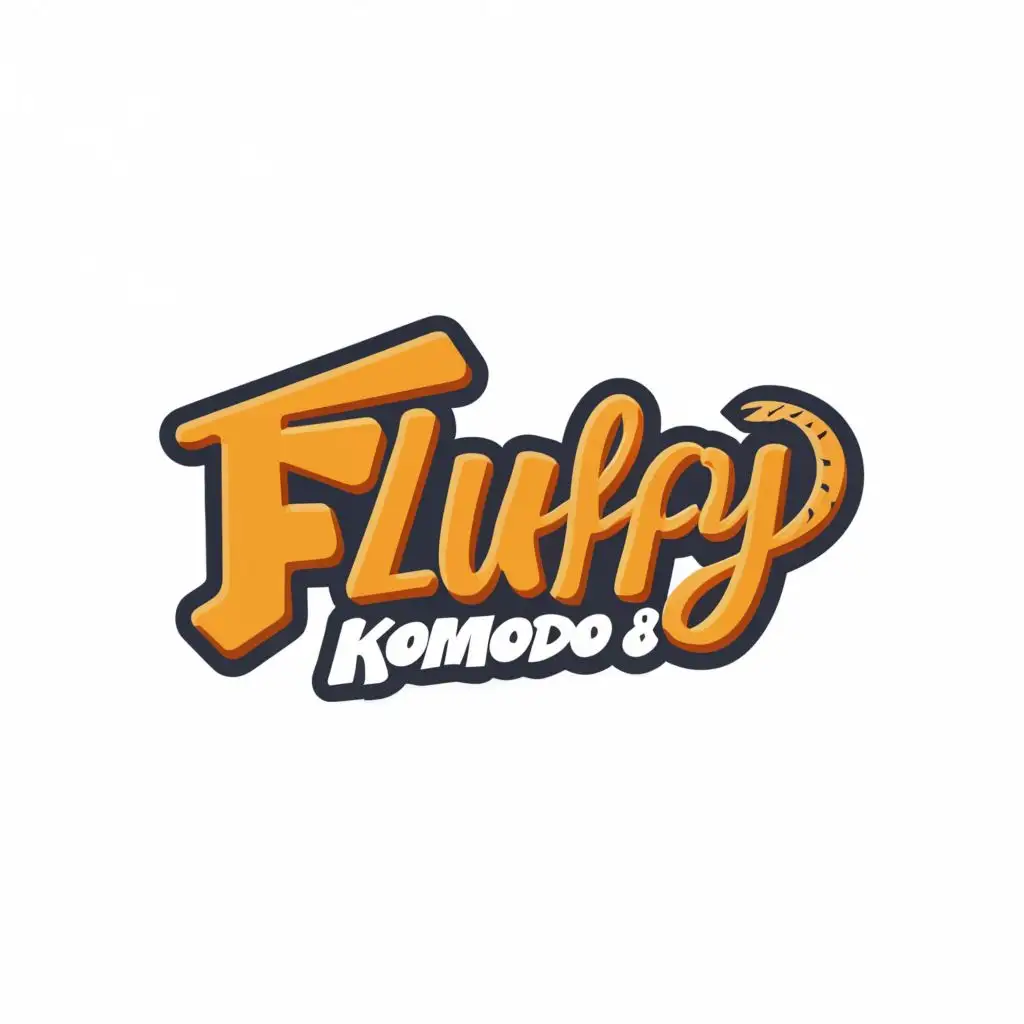 logo, logo unique word, with the text "Fluffy Komodo 8", typography
