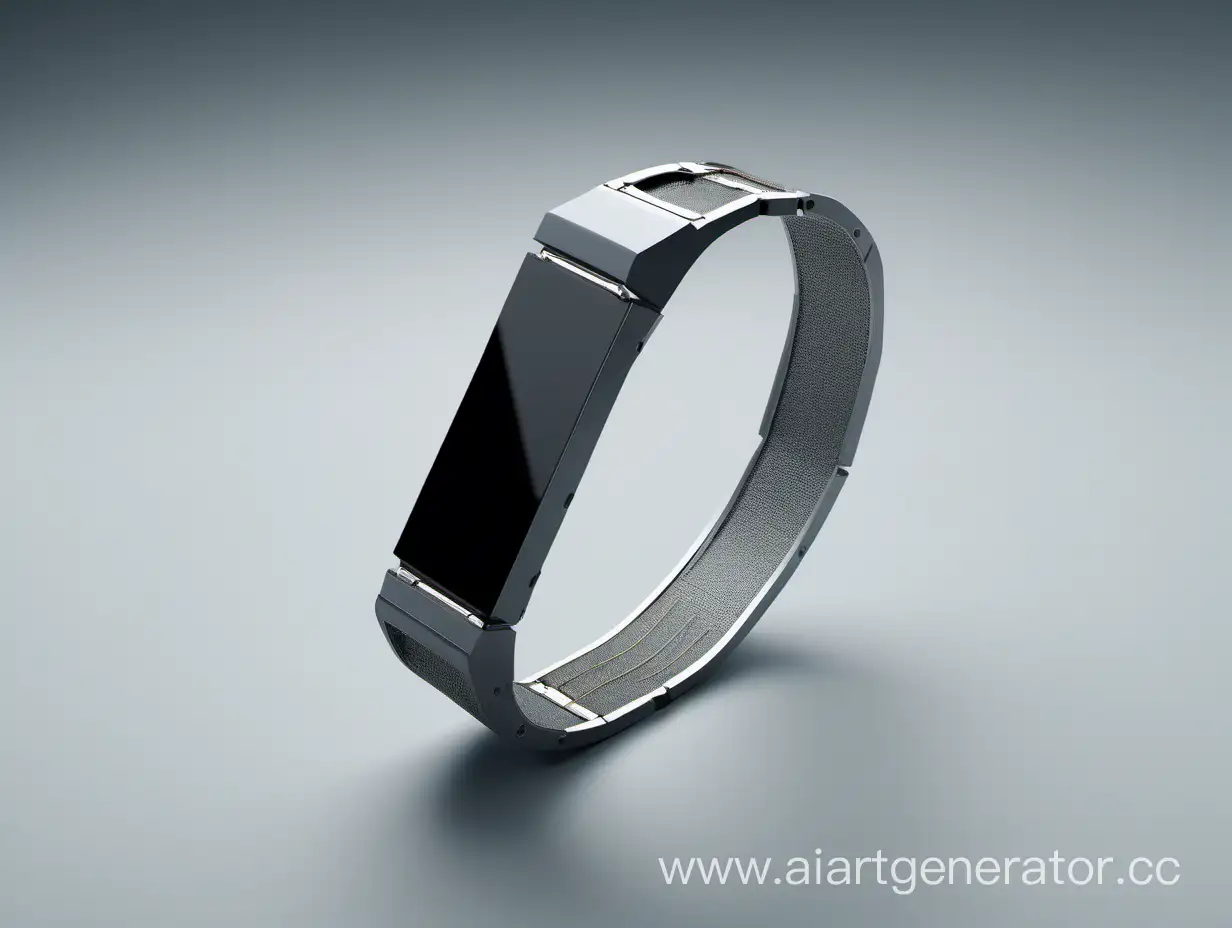 Futuristic-Thin-Gray-Bracelet-with-Small-Screen-HighTech-Concept-from-All-Angles