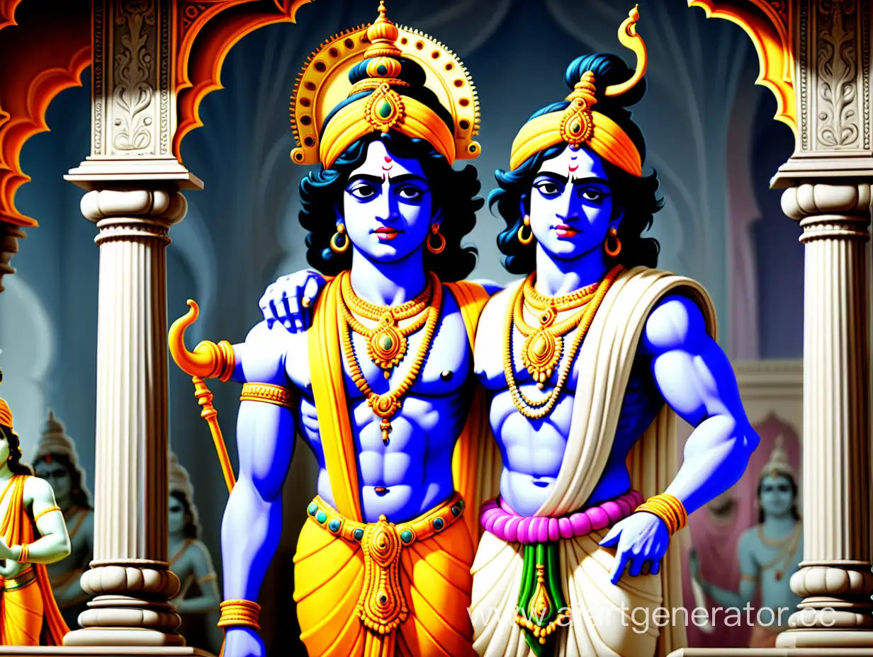 Divine-Conversations-Arjuna-and-Krishna-in-the-Opulent-Palace